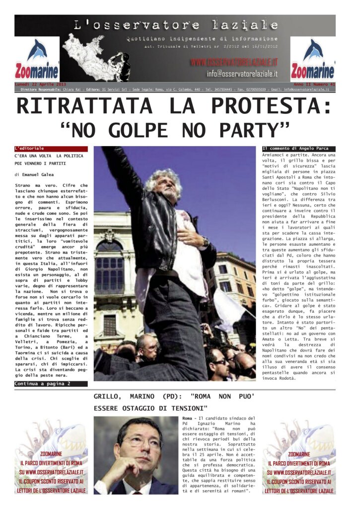 L'osservatore d'Italia edizione del 22 Aprile 2013